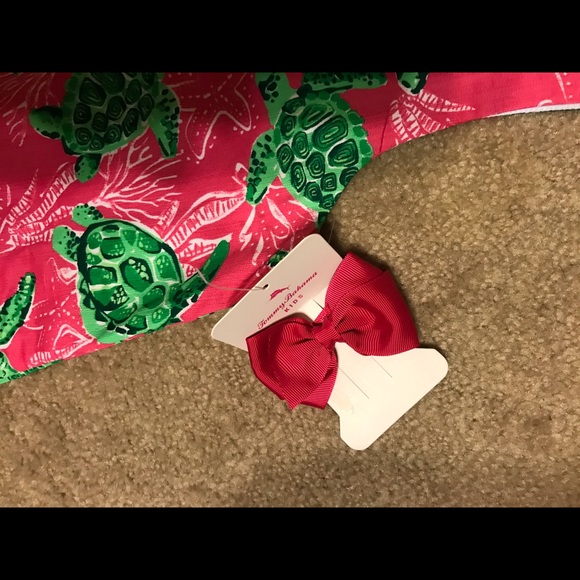 Tommy Bahama girls pink & green turtle shift dress - Picture 3 of 5